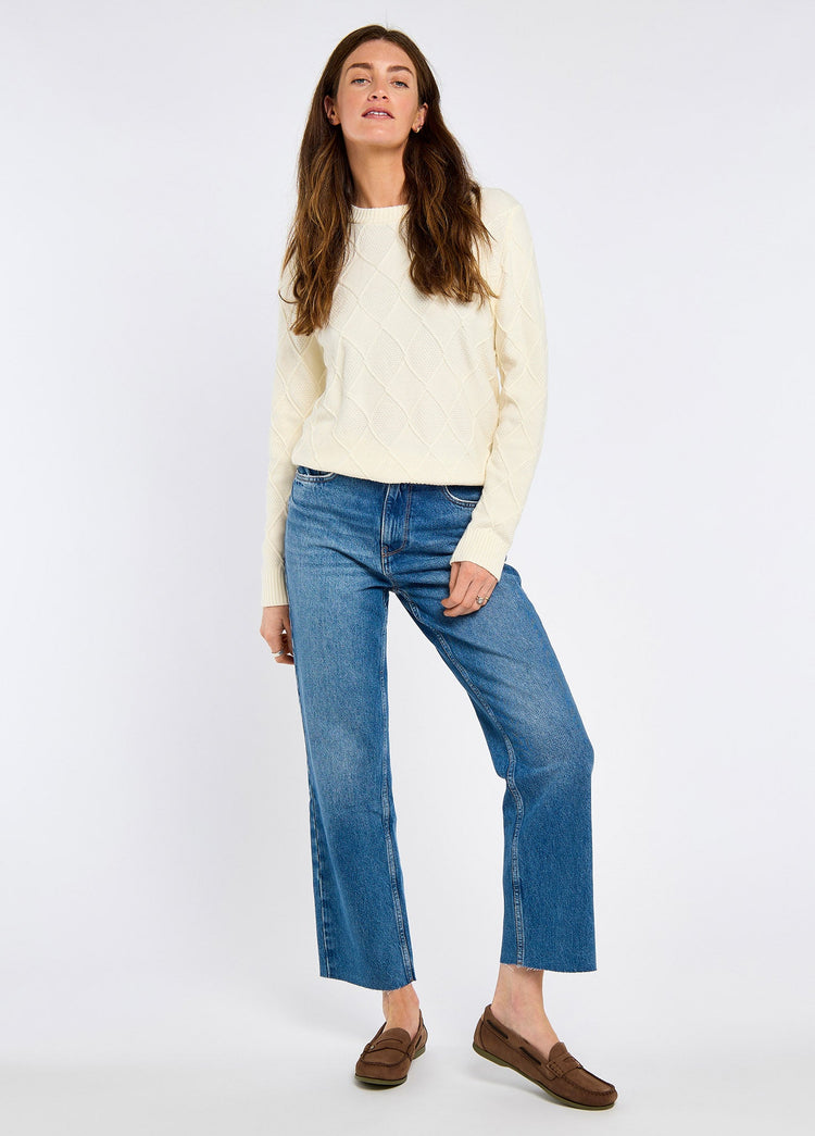 Banteer Women’s cable knit crew neck - Oyster