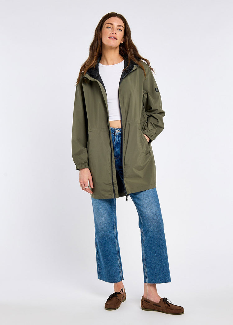 Brookside Women’s hooded rain mac - Kelp