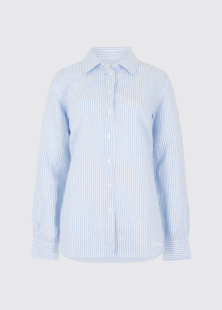 Butterfly Women’s long sleeve linen shirt- blue