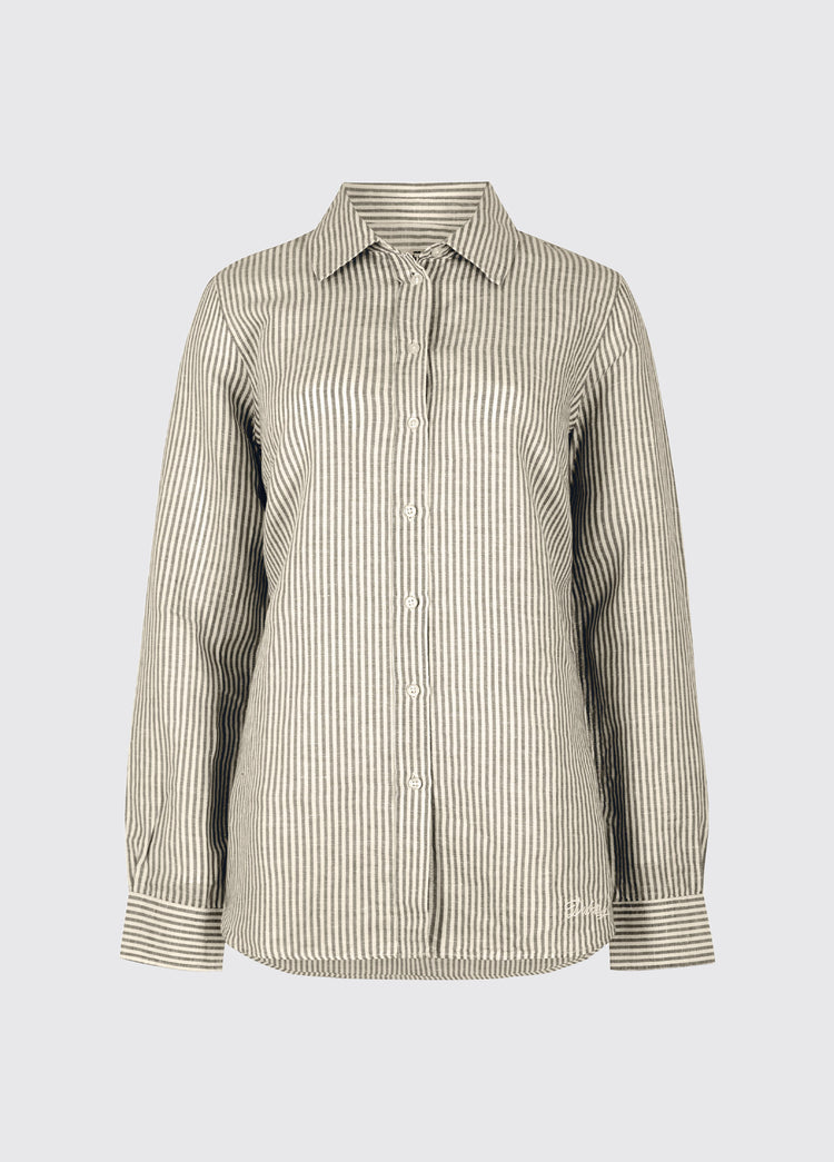 Butterfly Women’s long sleeve linen shirt- khaki