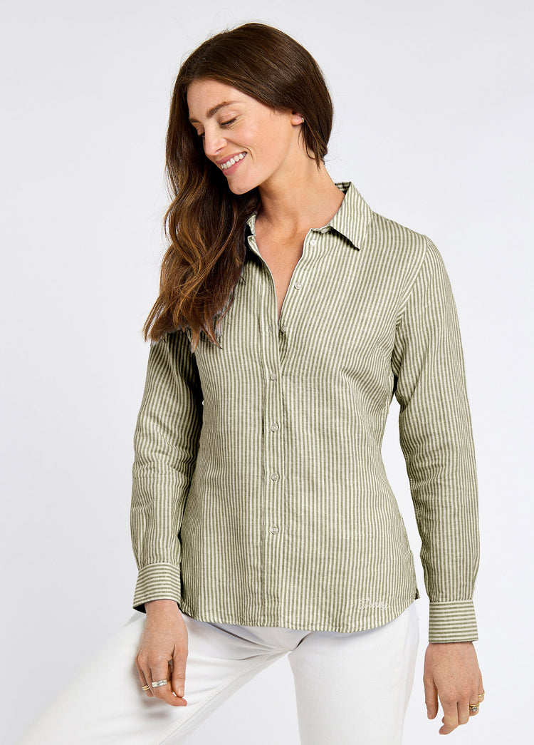 Butterfly Women’s long sleeve linen shirt- khaki
