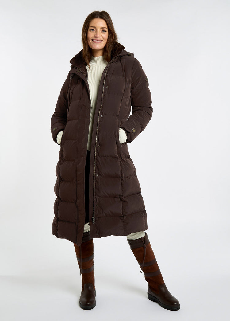 Aldborough Women's full length technical down jacket - Mahogany