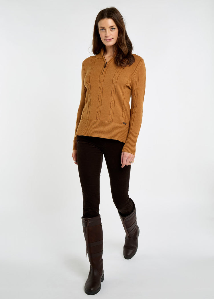 Burtonpoint Women’s zip neck sweater - Ochre