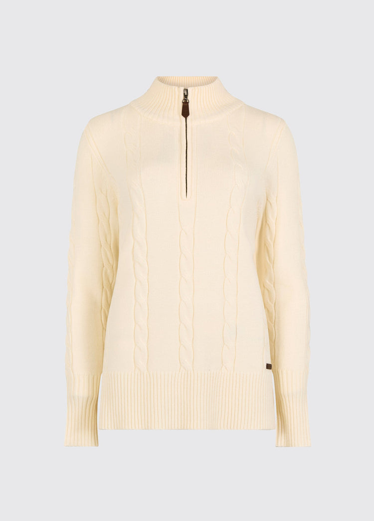 Burtonpoint Women's Zip Neck Sweater - Chalk