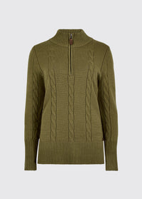 Burtonpoint Women's Zip Neck Sweater - Dusky Green