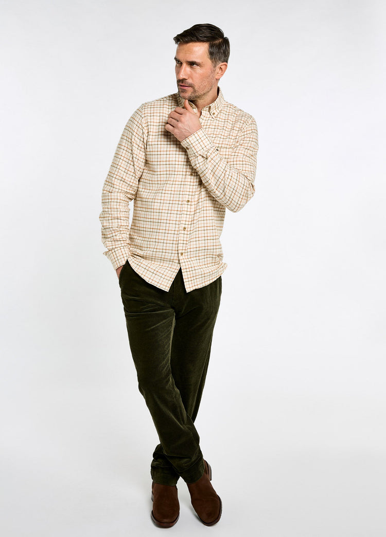 Corrib Men's Tattersall Check Shirt - Ochre