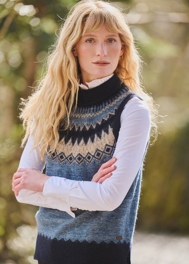 Doyle Women's Fair Isle Pattern Sweater - Navy Multi