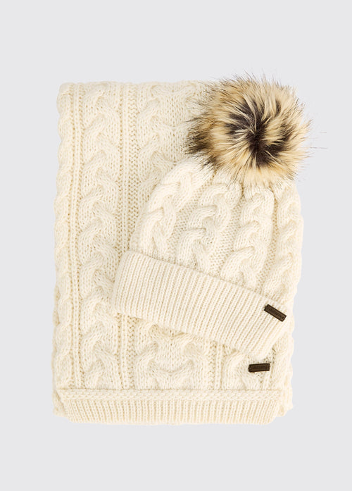 Edenmore Knitted hat and scarf set - Cream
