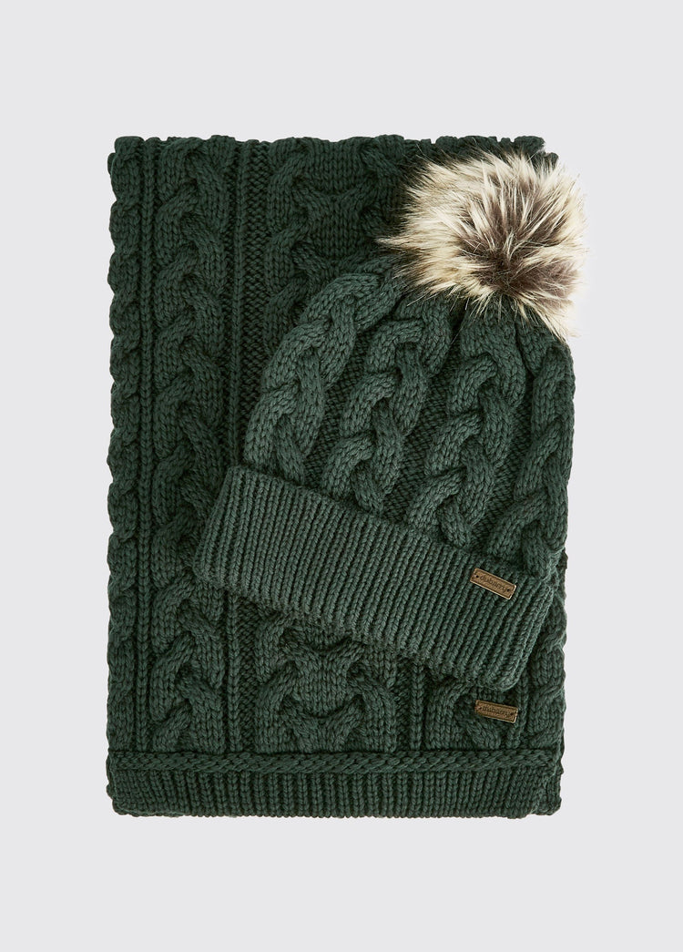 Edenmore Knitted Hat And Scarf Set - Olive