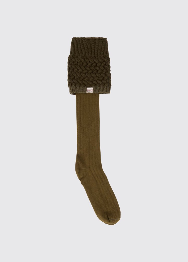 Grange Cable knit socks - Olive