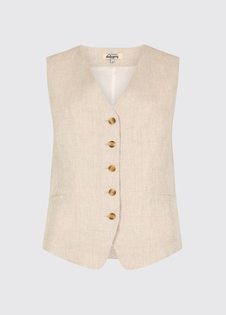 Killaloe Women's Linen Waistcoat - Oatmeal