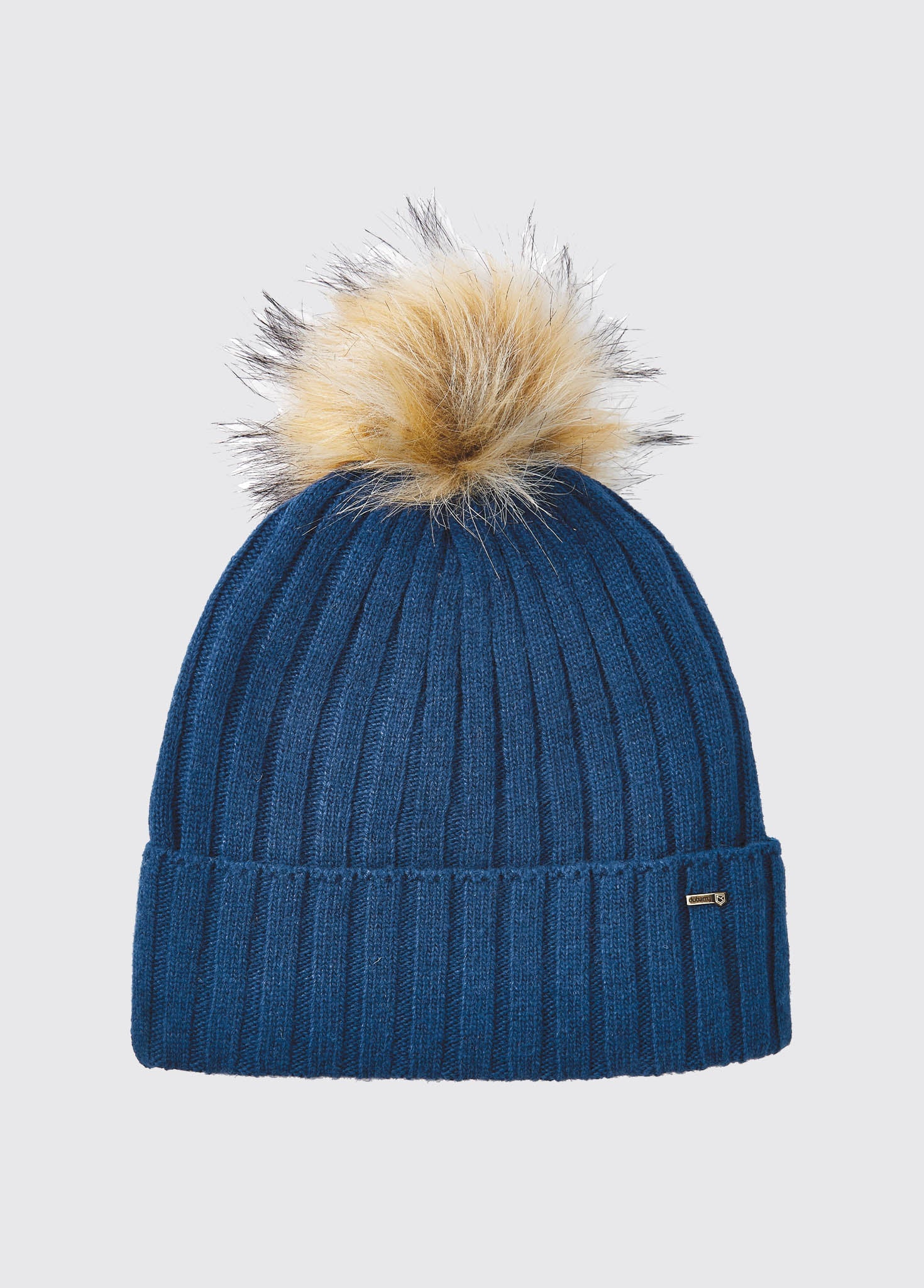 Curlew Ladies Knitted Hat with bobble Peacock Blue