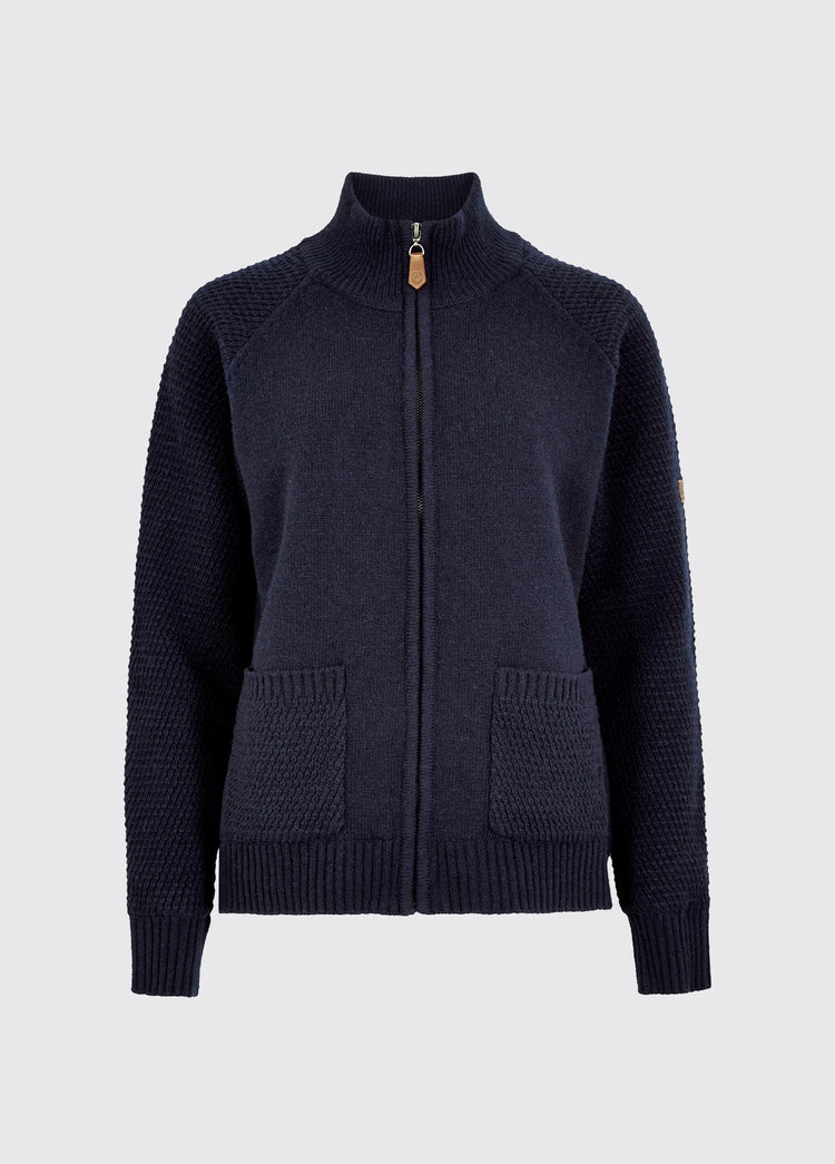 Morton Women’s full-zip woollen knit - Navy