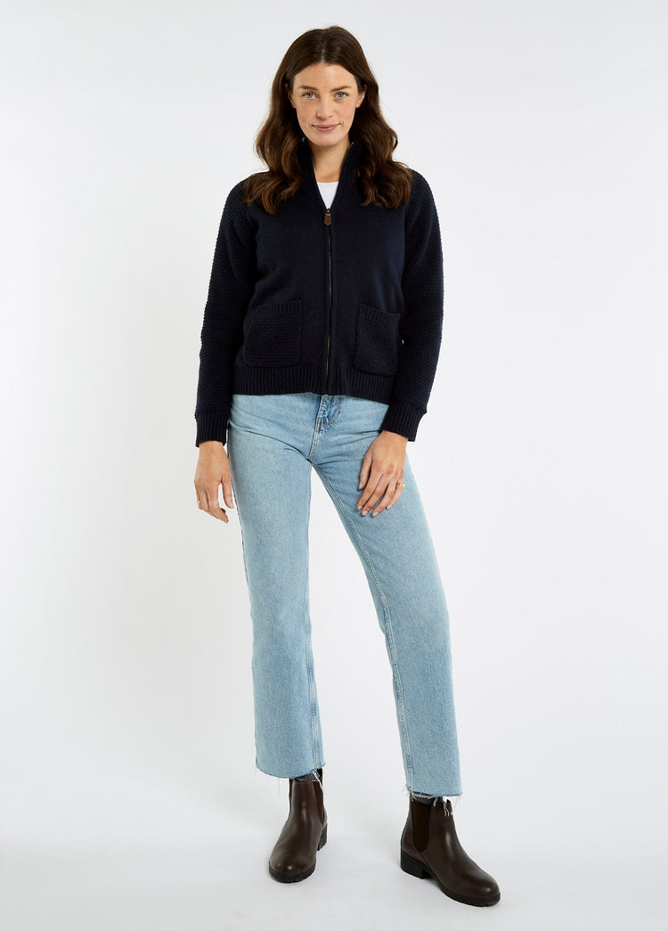 Morton Women’s full-zip woollen knit - Navy