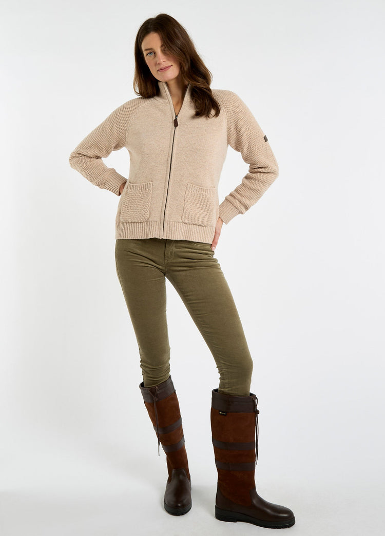 Morton Women’s full-zip woollen knit - Oat