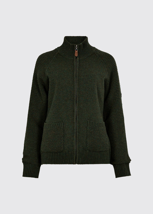 Morton Women’s full-zip woollen knit - Olive