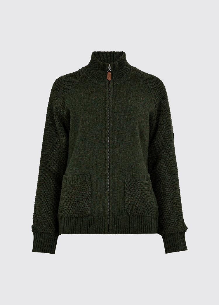 Morton Women’s full-zip woollen knit - Olive
