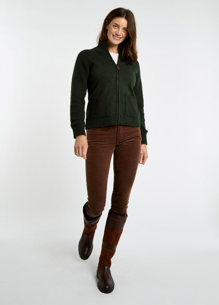 Morton Women’s full-zip woollen knit - Olive