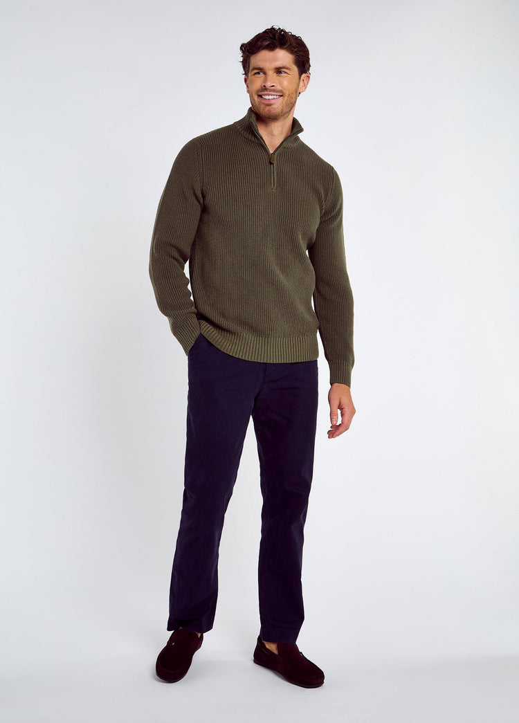 Portmarnock Men’s fisherman zip neck - Kelp