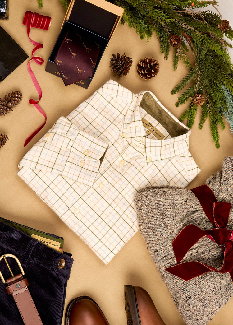 Drumcar Men’s tattersall check shirt - Dusky Green